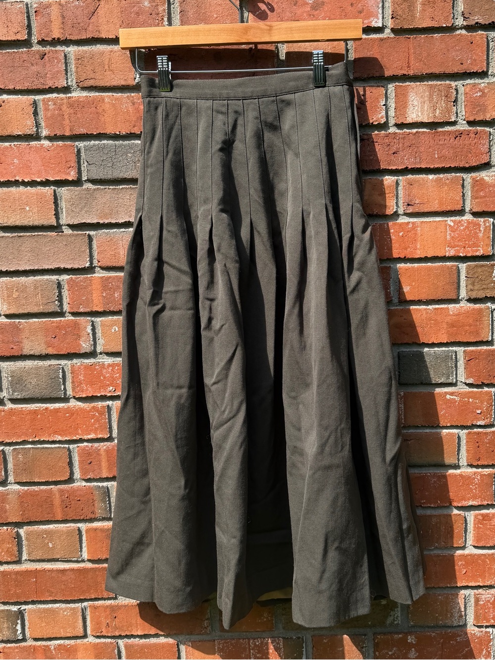 Vintage Austin Reed of Regent Street Green Wool Pleated Maxi Skirt Size XS